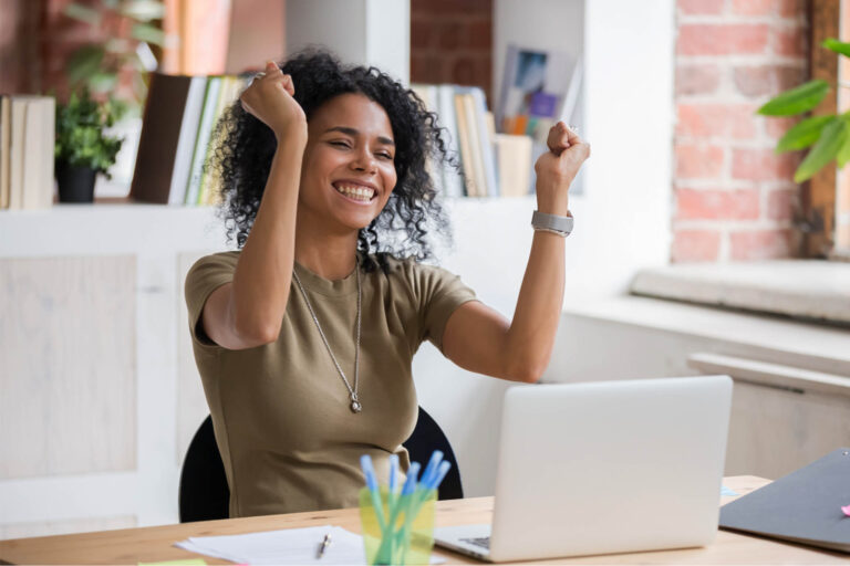 Happy African American woman who wants to be a teacher