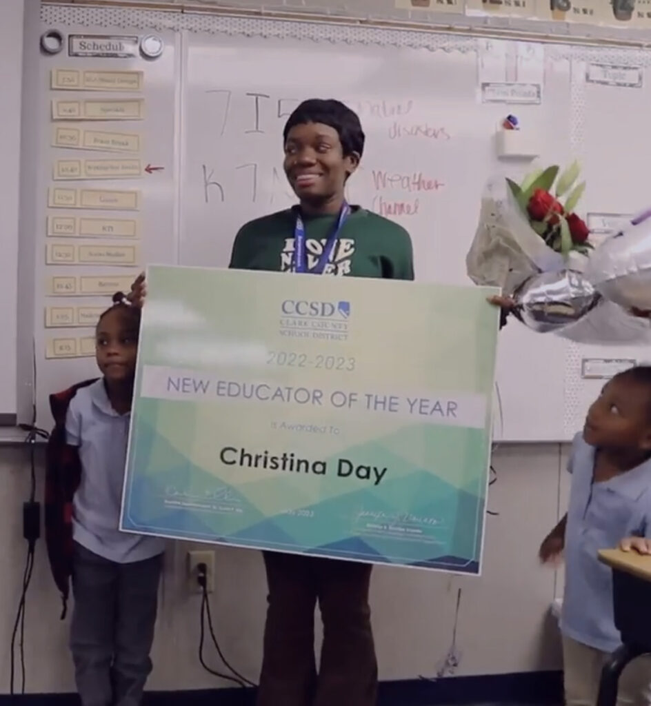 Christina Day, teacher of the year.
