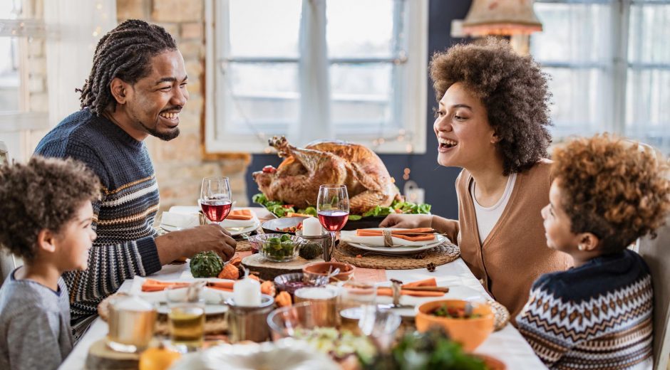 African American Family Eating thanksgiving Dinner