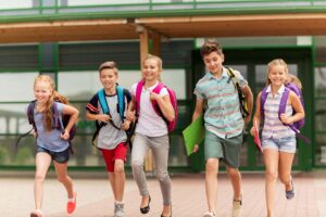 Kids leaving school for the summer